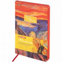 картинка Ежедневник недатированный А5 (138х213 мм), BRAUBERG VISTA, под кожу, гибкий, 136 л., "Edvard Munch", 111984 в разных цветах с печатью логотипа.
