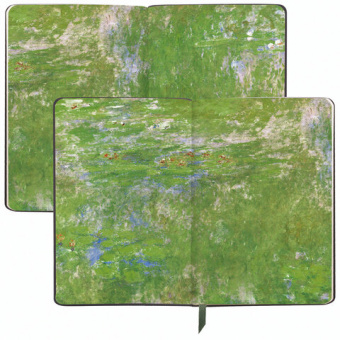 картинка Ежедневник недатированный B6 (127х186 мм), BRAUBERG VISTA, под кожу, гибкий, срез фольга, 136 л., "Claude Monet", 112103 в разных цветах с печатью логотипа.