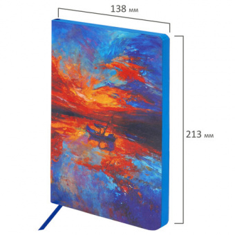 картинка Ежедневник недатированный А5 (138х213 мм), BRAUBERG VISTA, под кожу, гибкий, 136 л., "Sunset at sea", 112041 в разных цветах с печатью логотипа.
